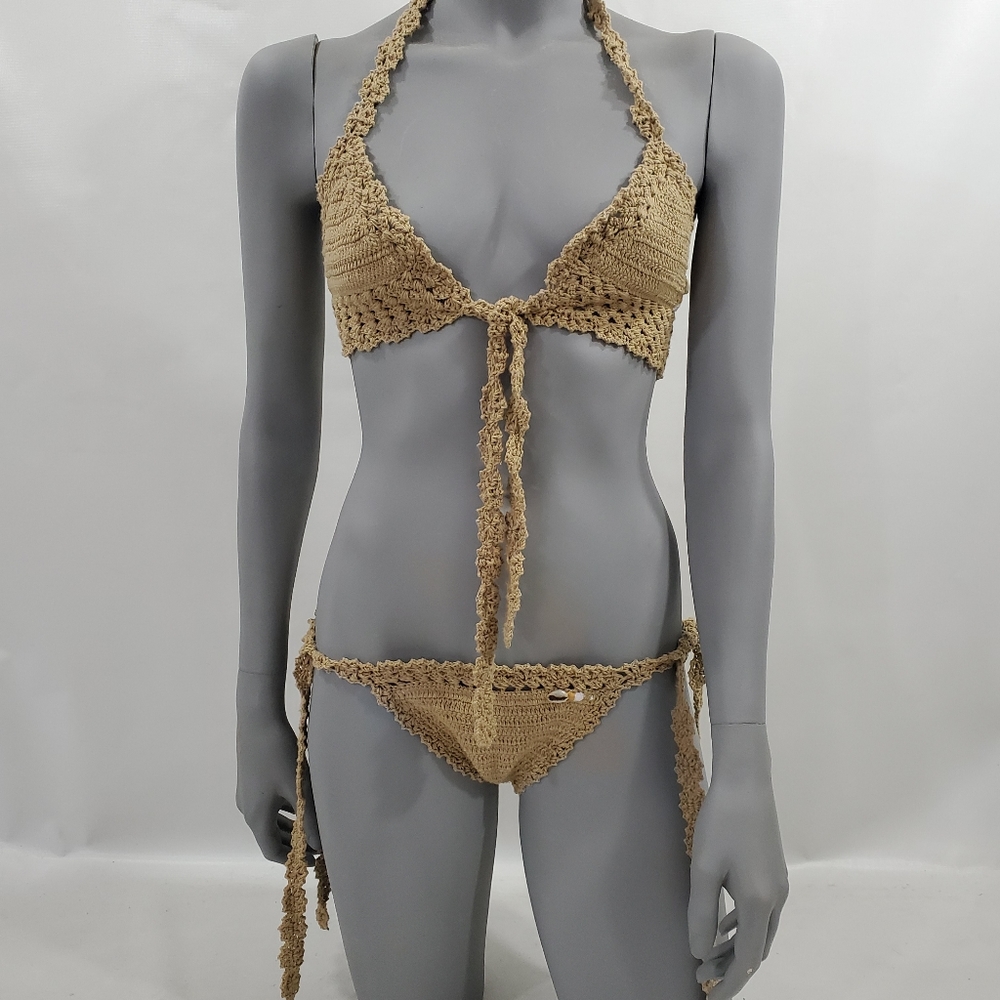 NWT She Made Me Crocheted Bikini Top and Bottom